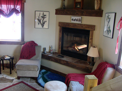 fireplace as seen from the stairs
